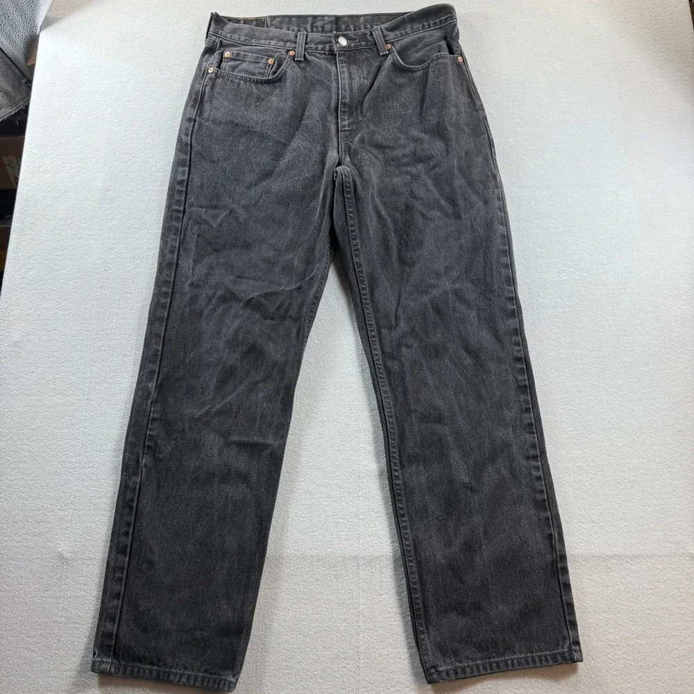 Levi's 550 Jeans Men 36x34 (Fit 36x31) Black Relaxed Fit Tapered Leg Denim